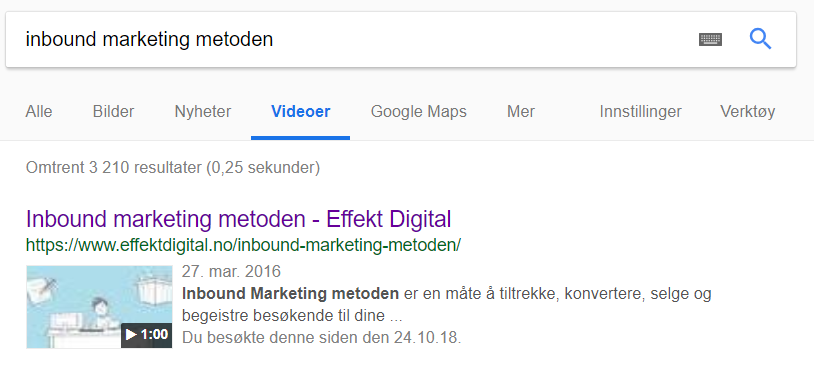 Video gjennom den digitale kundereisen i Google søk